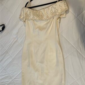 Lord & Taylor Ivory Off-Shoulder Beaded Wedding Dress